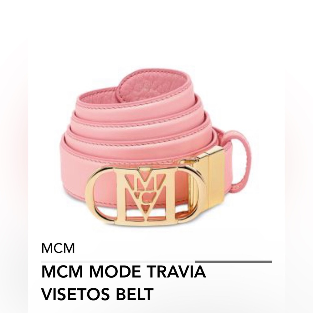 MCM Mose TRAVIA Visetos Belt. Blossom Pink.
